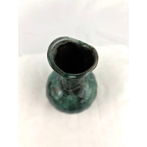 Vintage Blue Mountain Glazed Pottery Bud Table Vase 8" Green Blue - Picture 3 of 15